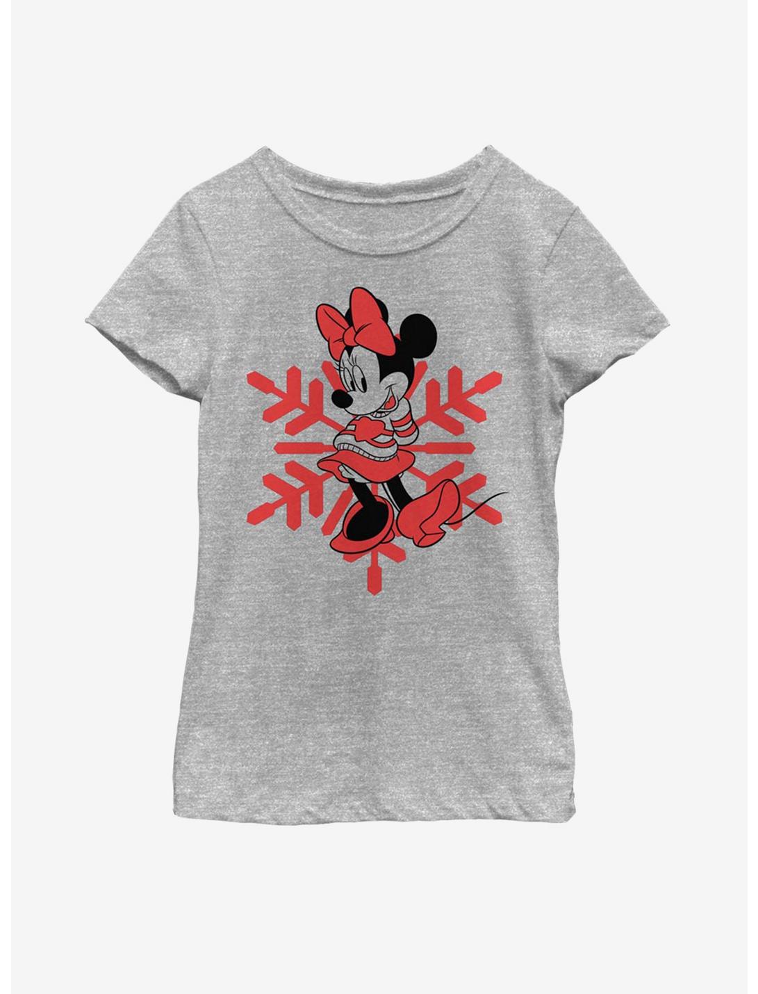 Disney Mickey Mouse Minnie Snowflake Youth Girls T-Shirt, ATH HTR, hi-res