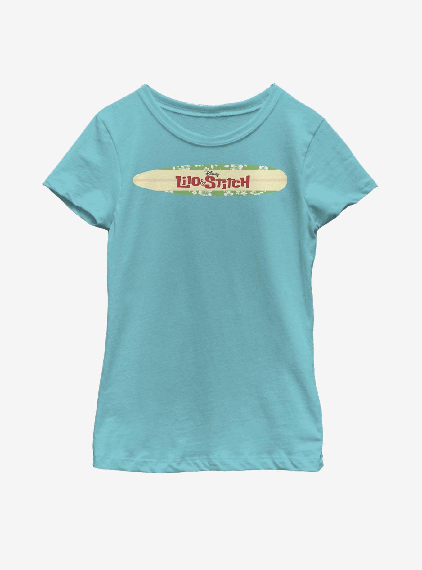 Disney Lilo And Stitch Surfboard Logo Youth Girls T-Shirt, TAHI BLUE, hi-res
