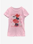 Disney Mickey Mouse Minnie Winter Christmas Pattern Youth Girls T-Shirt, PINK, hi-res