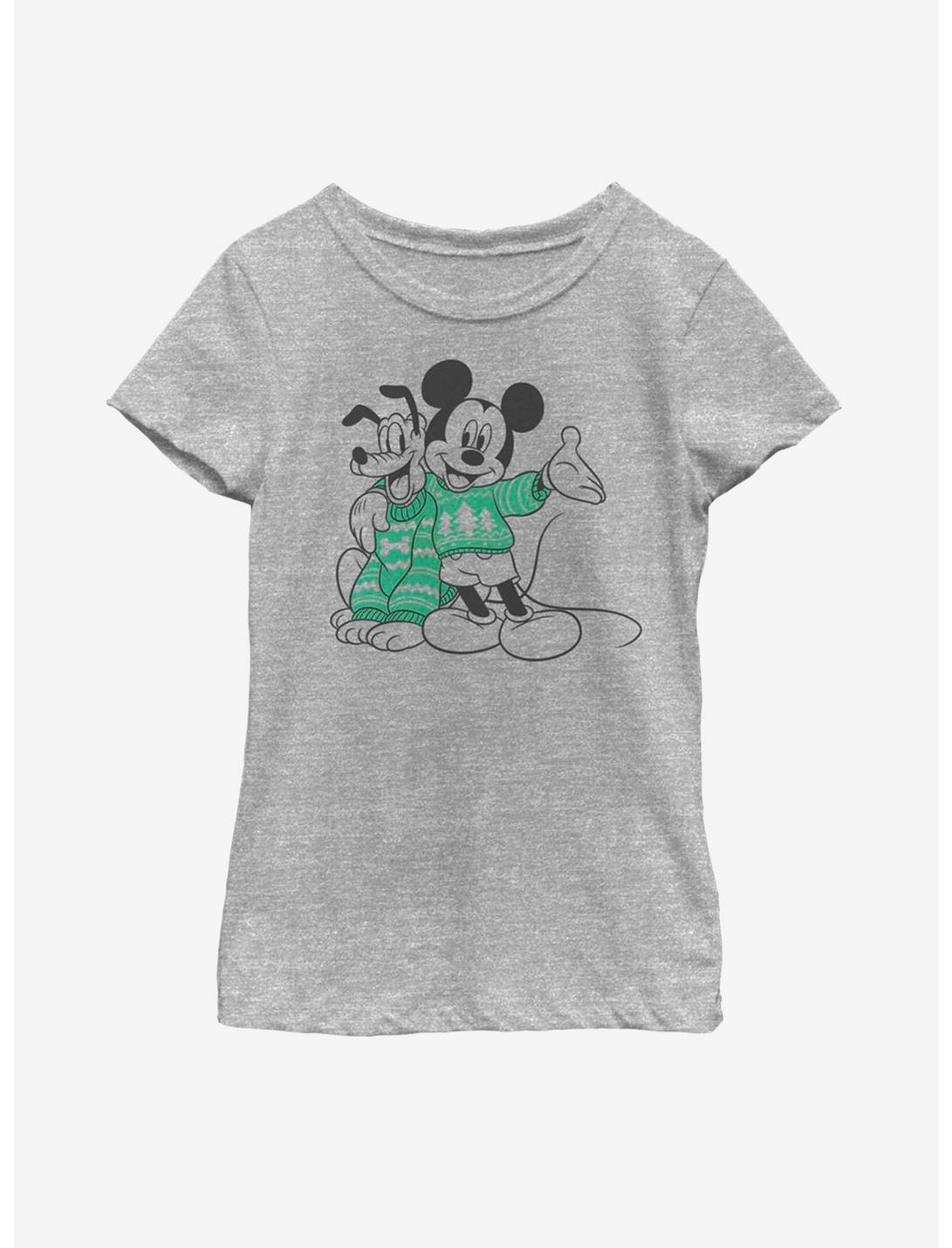 Disney Mickey Mouse Christmas Pattern Pals Youth Girls T-Shirt, ATH HTR, hi-res