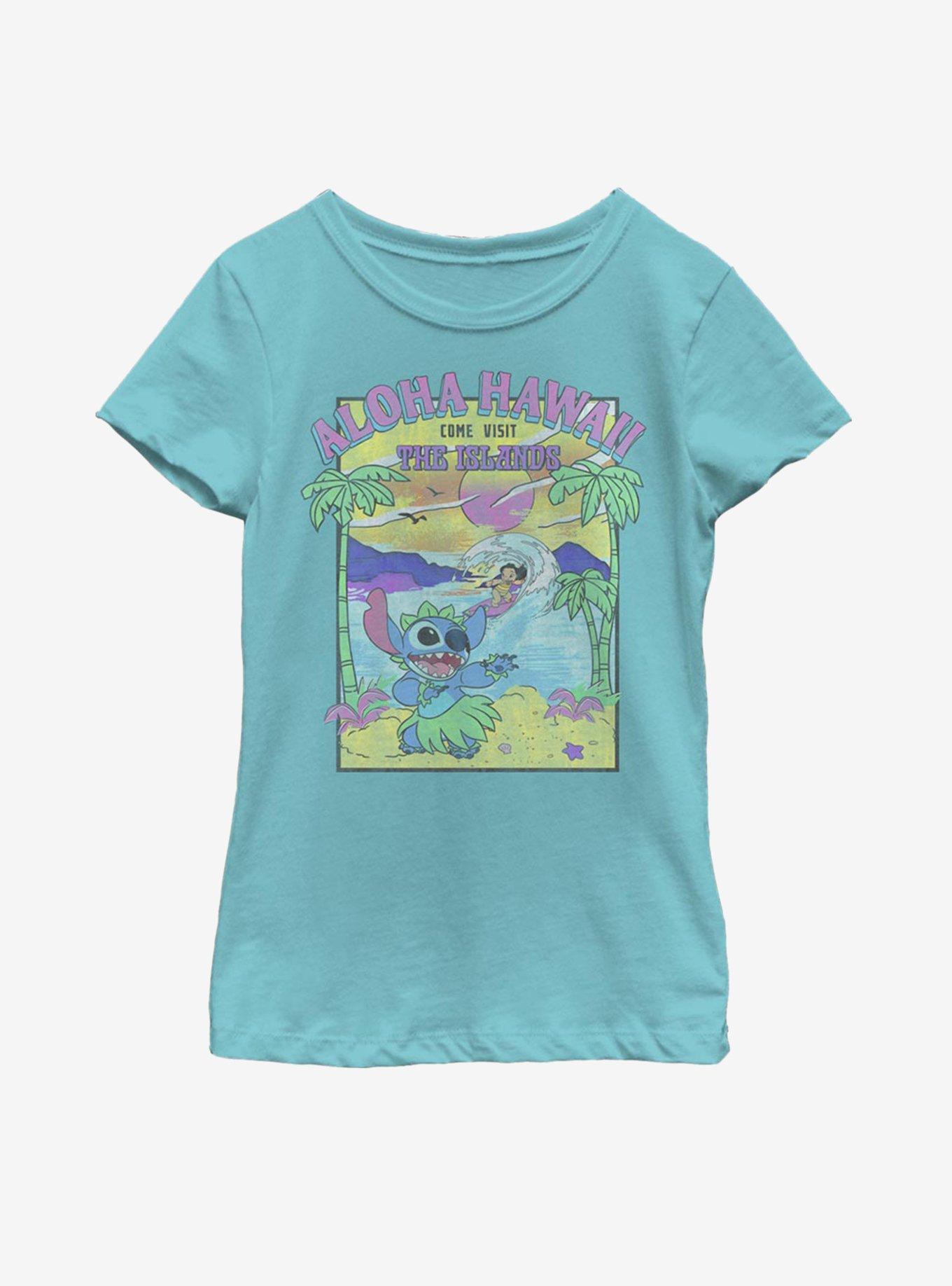 Disney Lilo And Stitch Visit The Islands Youth Girls T-Shirt - BLUE ...