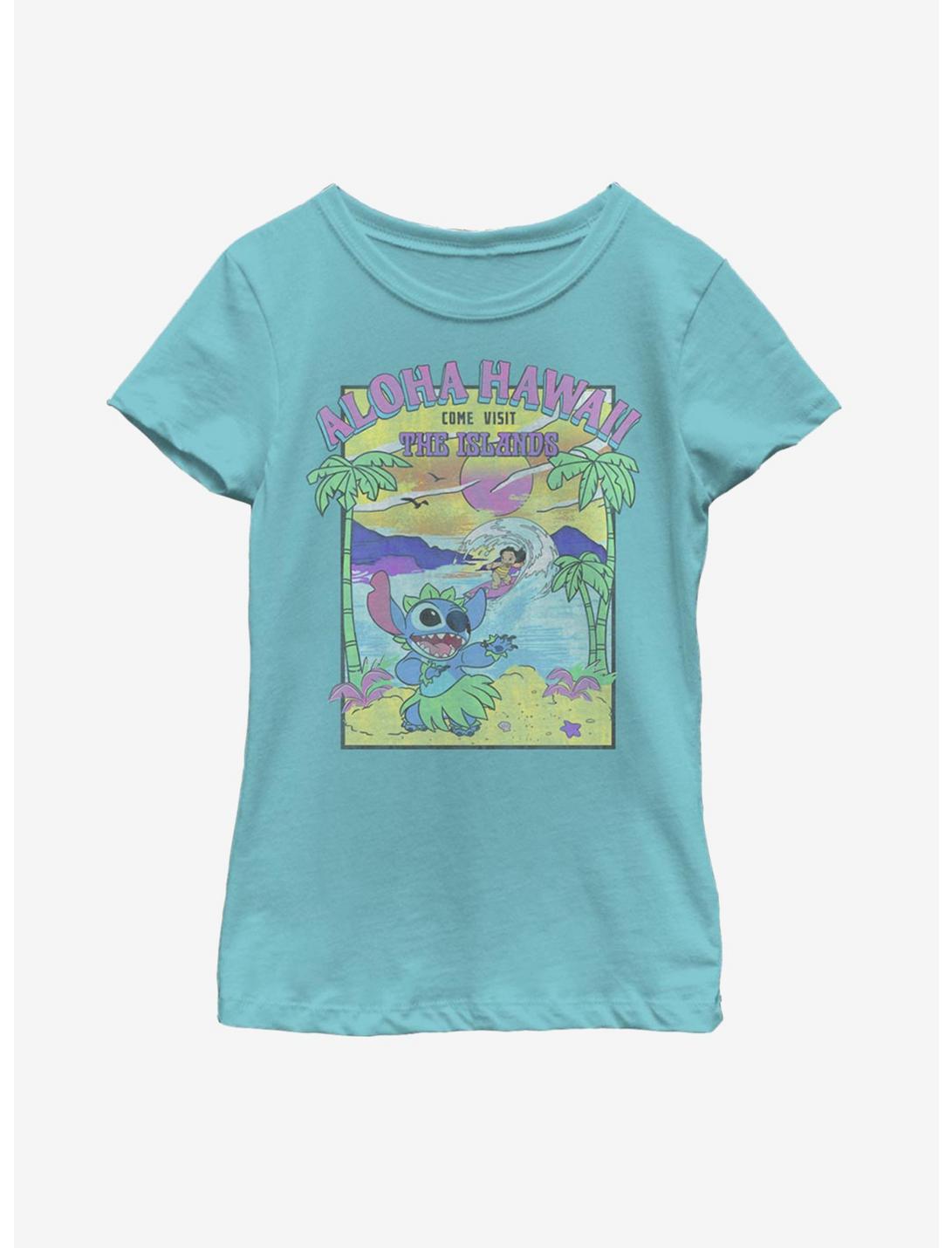 Disney Lilo And Stitch Visit The Islands Youth Girls T-Shirt, TAHI BLUE, hi-res