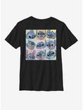 Disney Lilo And Stitch Grid Stitch Youth T-Shirt, BLACK, hi-res