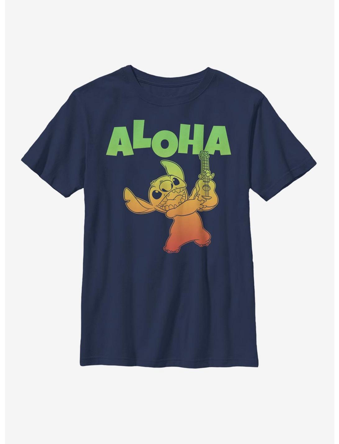 Disney Lilo And Stitch Aloha Stitch Youth T-Shirt, NAVY, hi-res