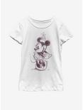 Disney Mickey Mouse Sketchy Minnie Youth Girls T-Shirt, WHITE, hi-res