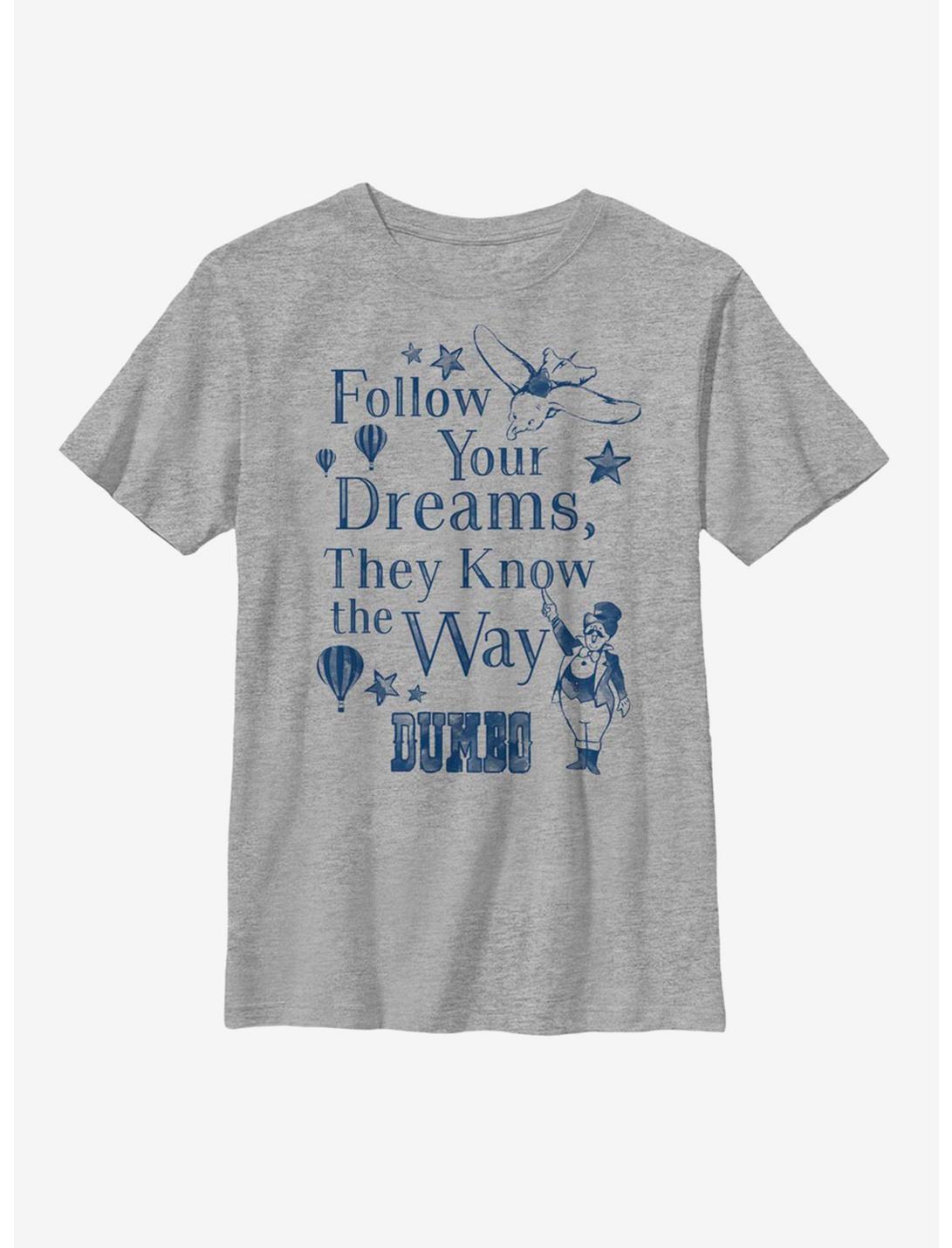 Disney Dumbo Follow Your Dreams Youth T-Shirt, ATH HTR, hi-res