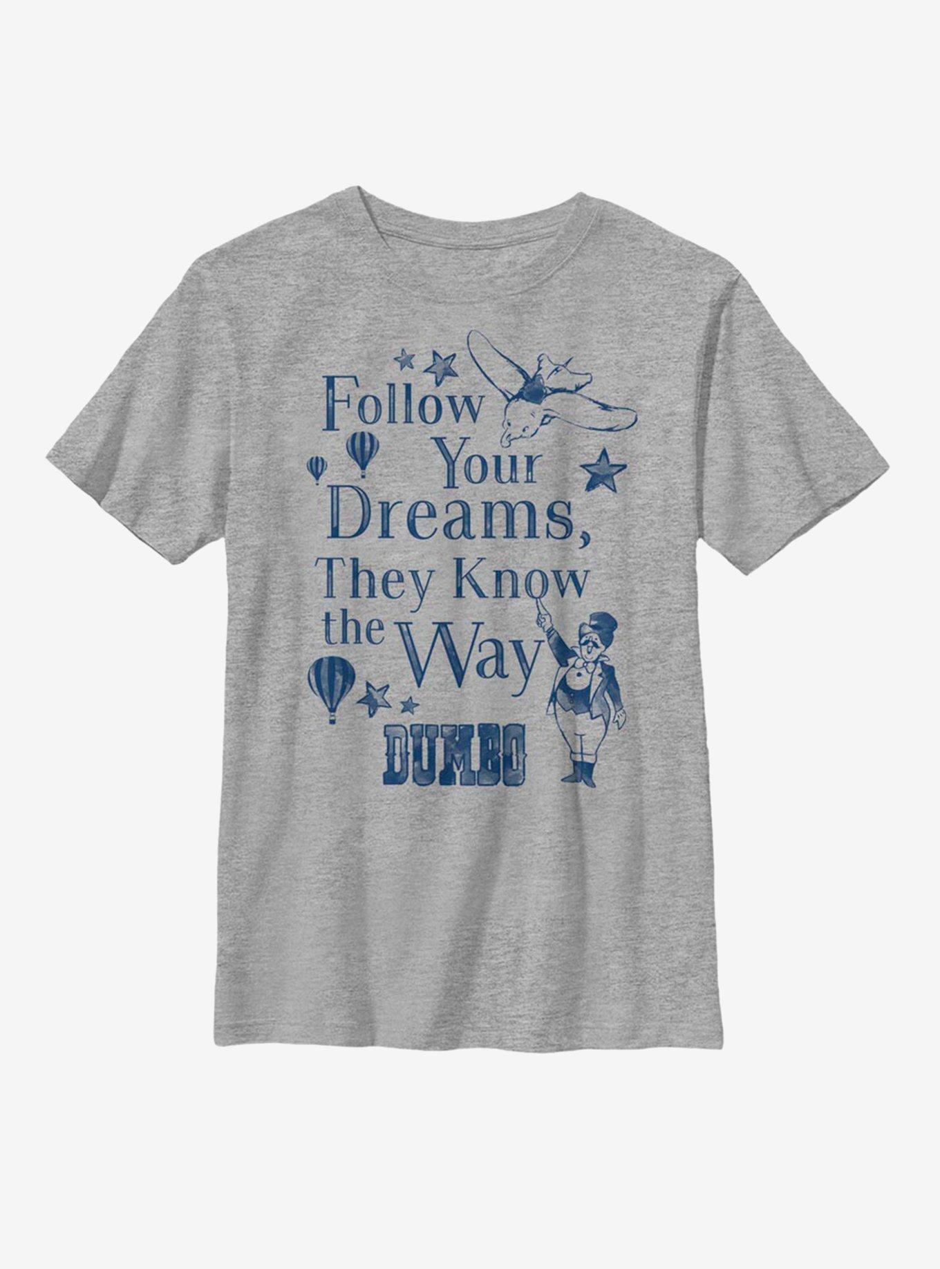 Disney Dumbo Follow Your Dreams Youth T-Shirt, ATH HTR, hi-res