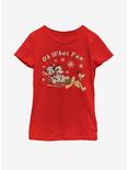 Disney Mickey Mouse Sled Dog Group Youth Girls T-Shirt, RED, hi-res