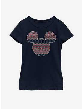Disney Mickey Mouse Christmas Pattern Fill Mouse Youth Girls T-Shirt, , hi-res