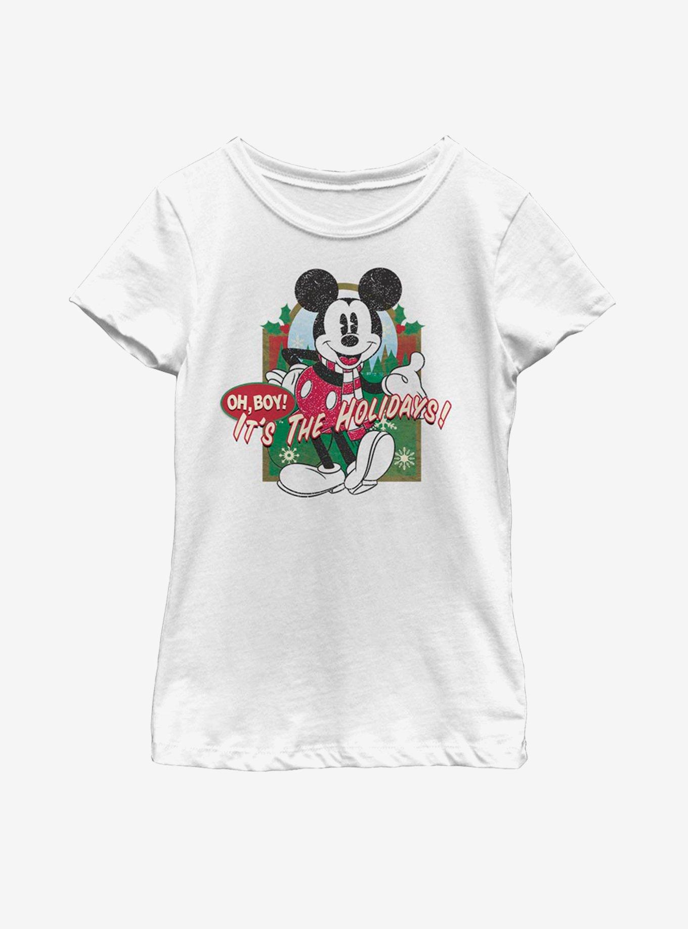 Disney Mickey Mouse Vintage Holiday Mickey Youth Girls T-Shirt, , hi-res