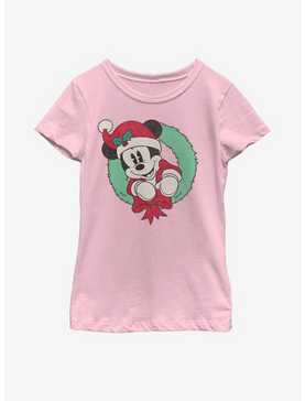 Disney Mickey Mouse Vintage Mickey Wreath Youth Girls T-Shirt, , hi-res
