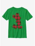 Disney Mickey Mouse Red Checkered Silhouette Youth T-Shirt, KELLY, hi-res