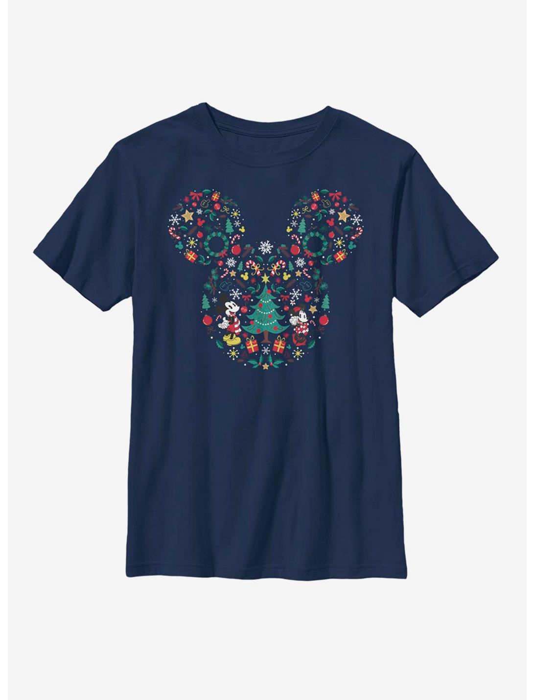 Disney Mickey Mouse Icon Ear Fill Youth T-Shirt, NAVY, hi-res
