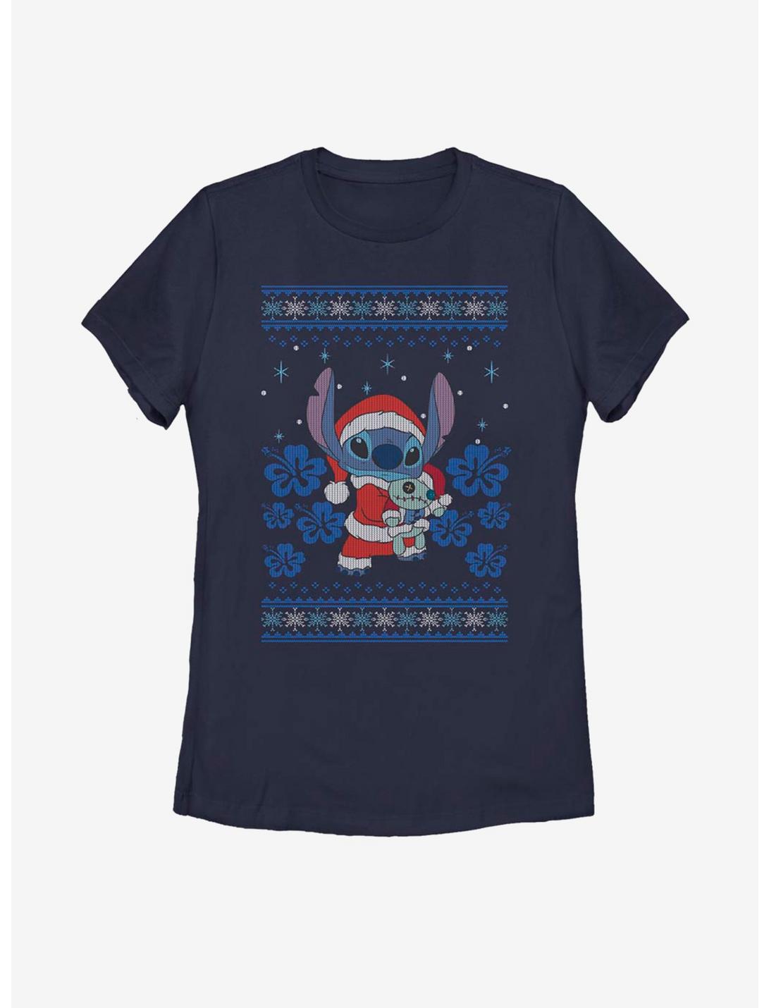 Disney Lilo And Stitch Holiday Stitch Womens T-Shirt, NAVY, hi-res
