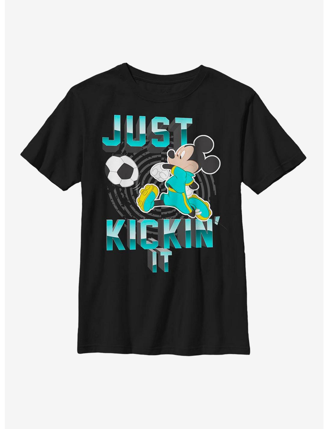 Disney Mickey Mouse Kickin' It Youth T-Shirt, BLACK, hi-res