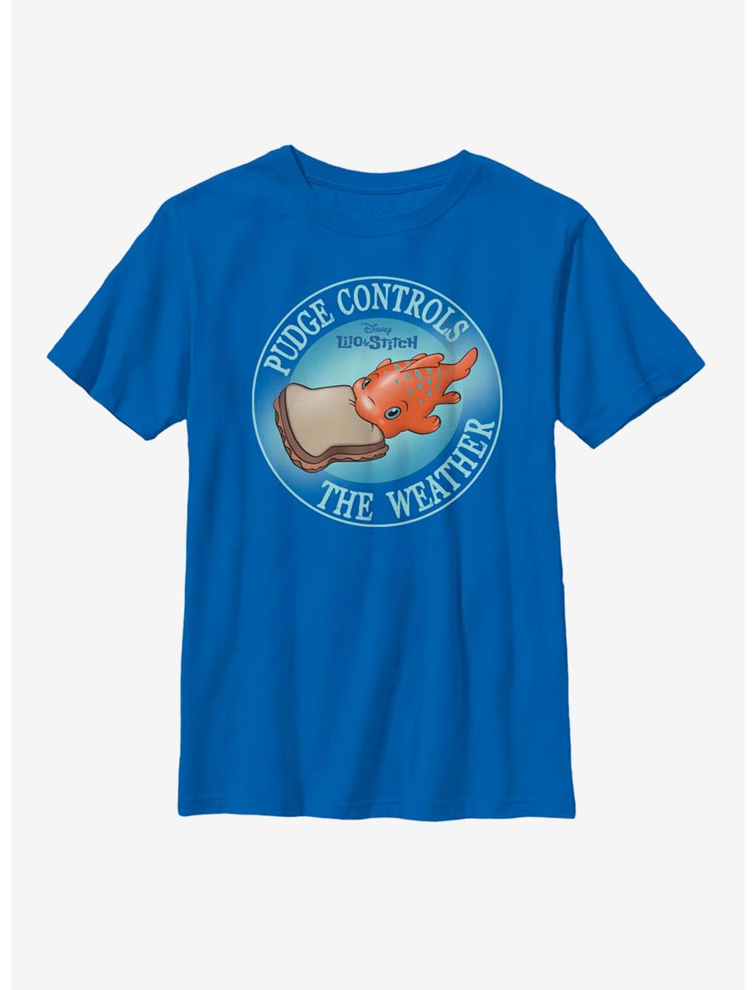 Disney Lilo & Stitch Pudge Controls The Weather Youth T-Shirt, ROYAL, hi-res