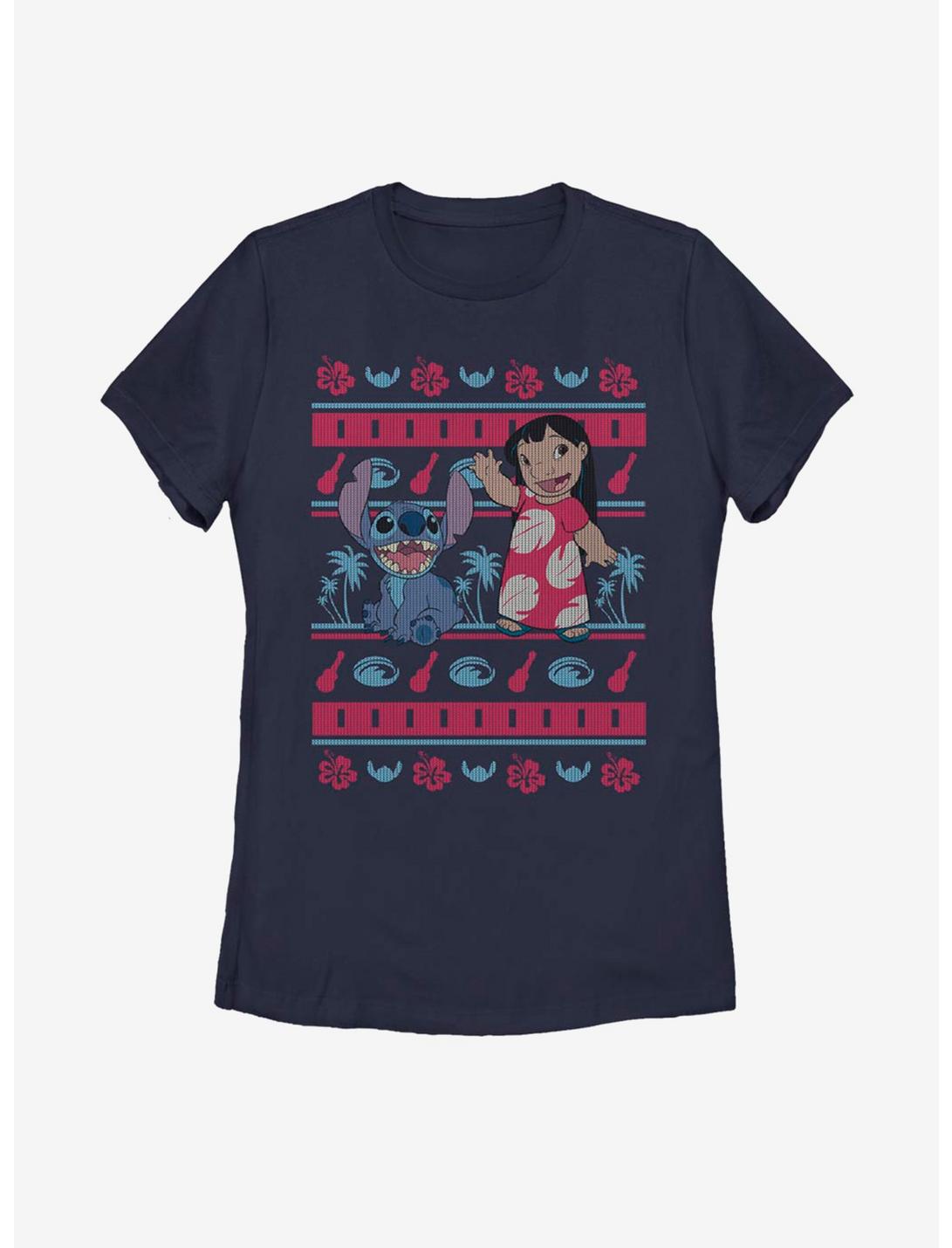 Disney Lilo And Stitch Lilo Hawaiian Pattern Womens T-Shirt, NAVY, hi-res