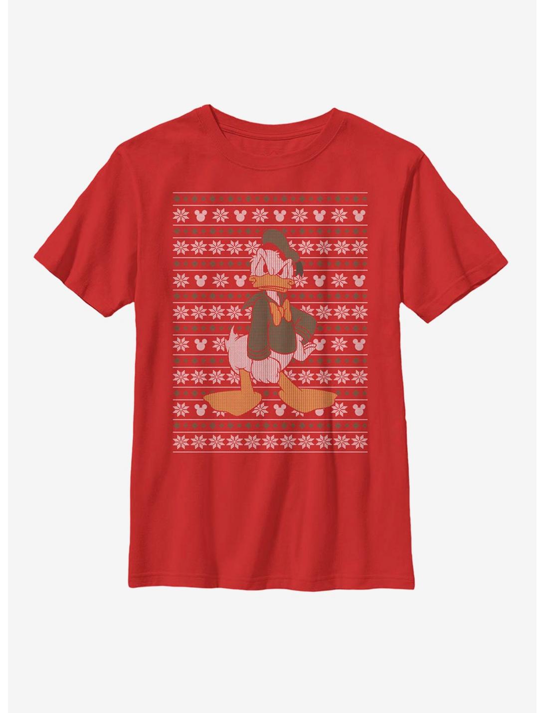 Disney Donald Duck Christmas Pattern Youth T-Shirt, RED, hi-res