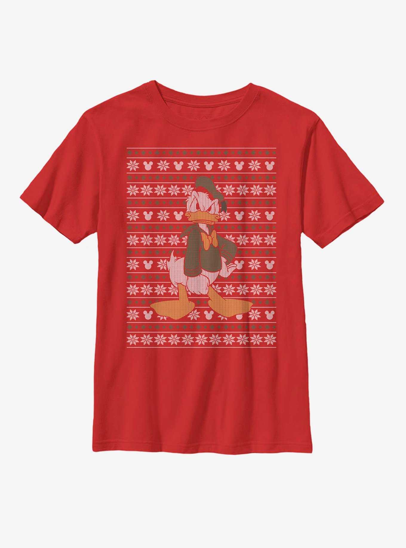 Disney Donald Duck Christmas Pattern Youth T-Shirt, , hi-res