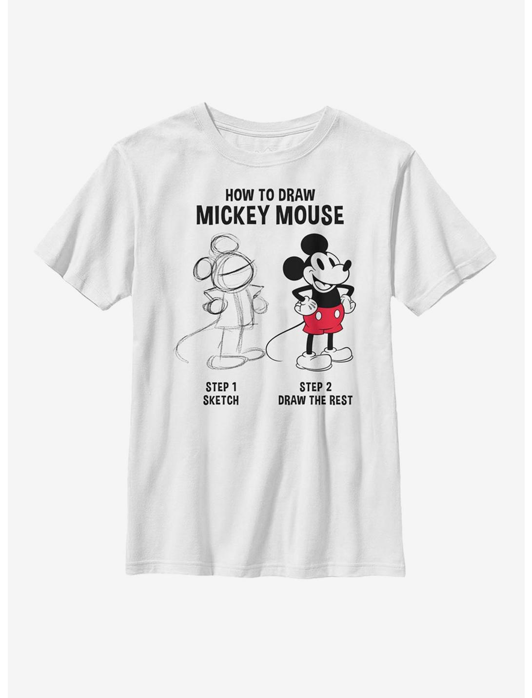 Disney Mickey Mouse Drawing Youth T-Shirt, WHITE, hi-res