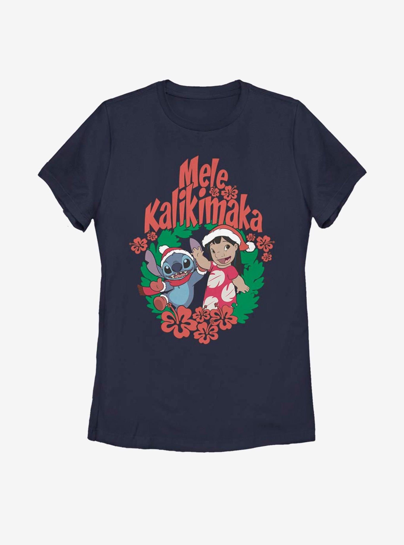 Disney Lilo And Stitch Mele Kalikimaka Stitch Womens T-Shirt