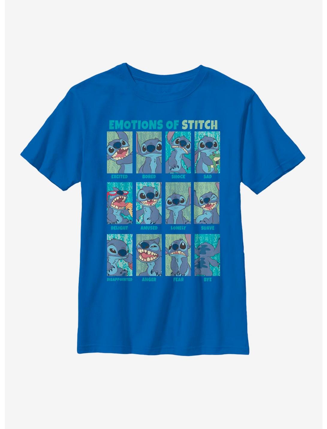 Disney Lilo And Stitch Emotions Of Stitch Youth T-Shirt, ROYAL, hi-res