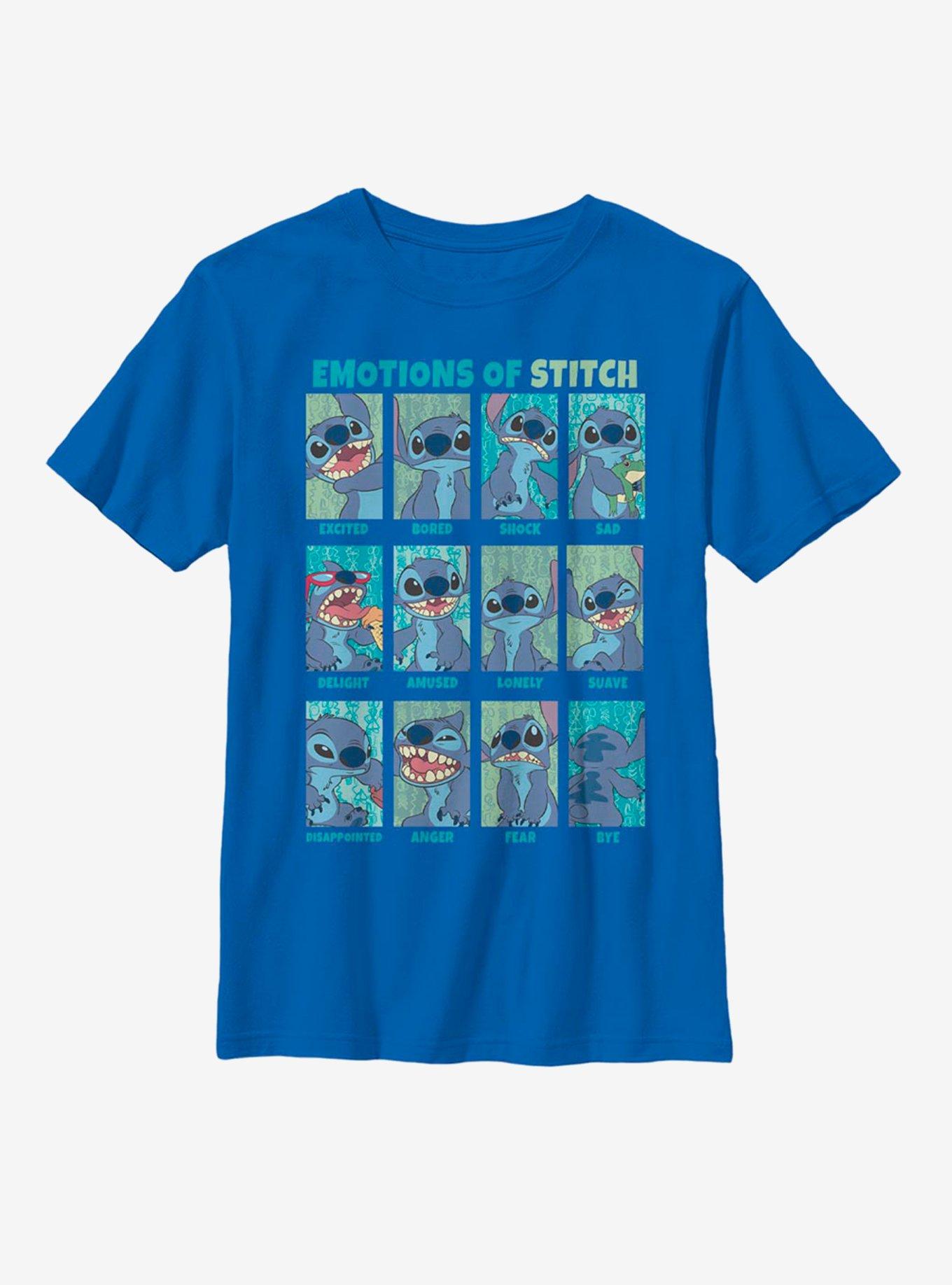 Disney Lilo And Stitch Emotions Of Stitch Youth T-Shirt, ROYAL, hi-res