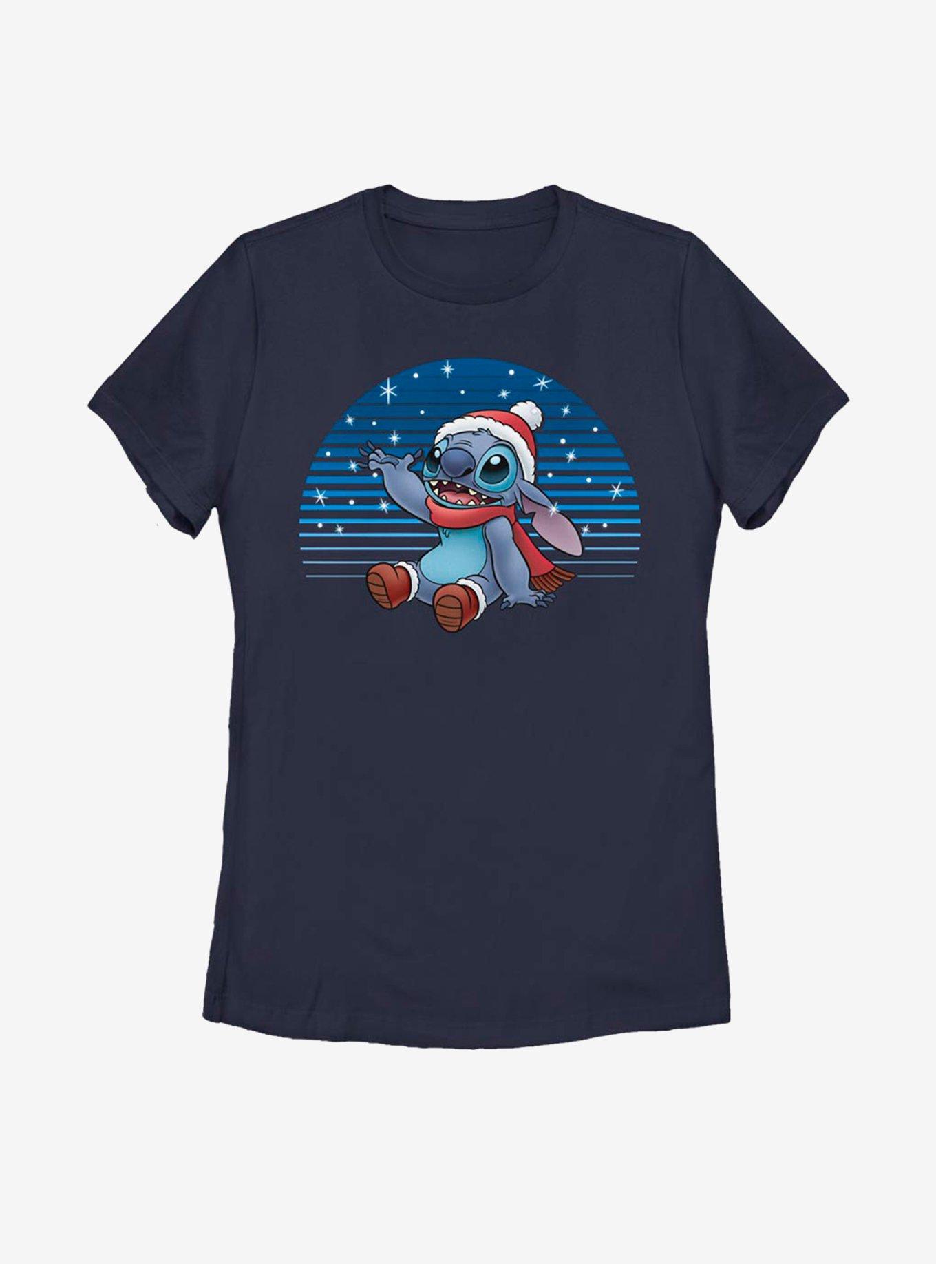 Disney Lilo And Stitch Snowing Stitch Womens T-Shirt, NAVY, hi-res