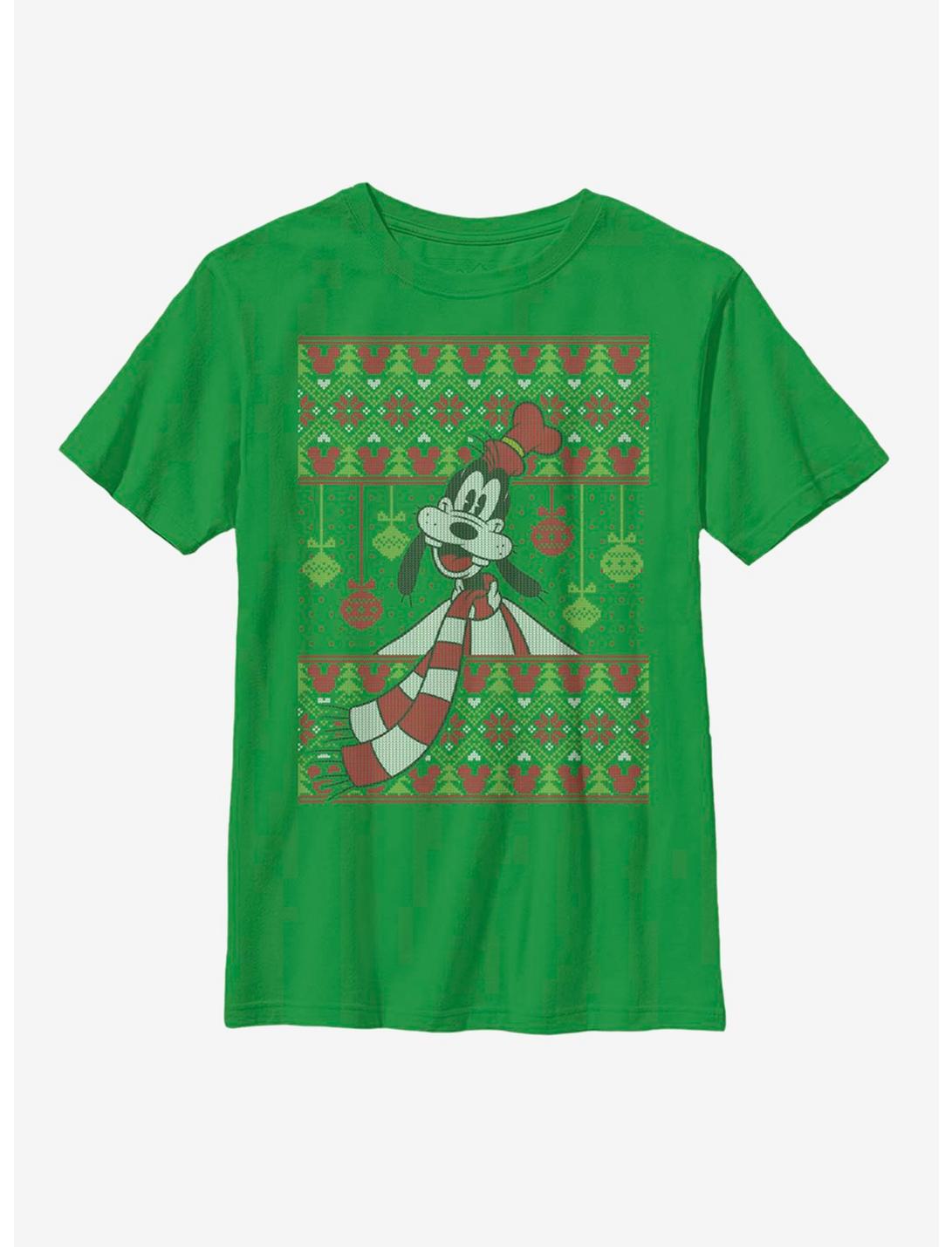 Disney Goofy Ornament Christmas Pattern Youth T-Shirt, KELLY, hi-res