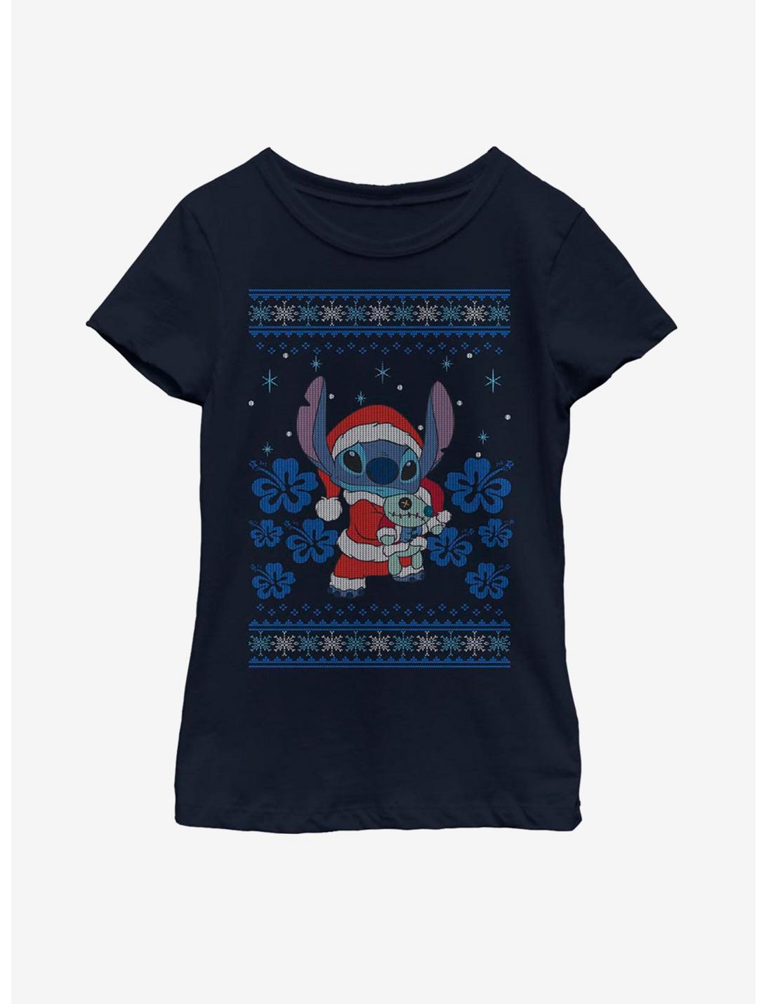 Disney Lilo And Stitch Holiday Stitch Youth Girls T-Shirt, NAVY, hi-res