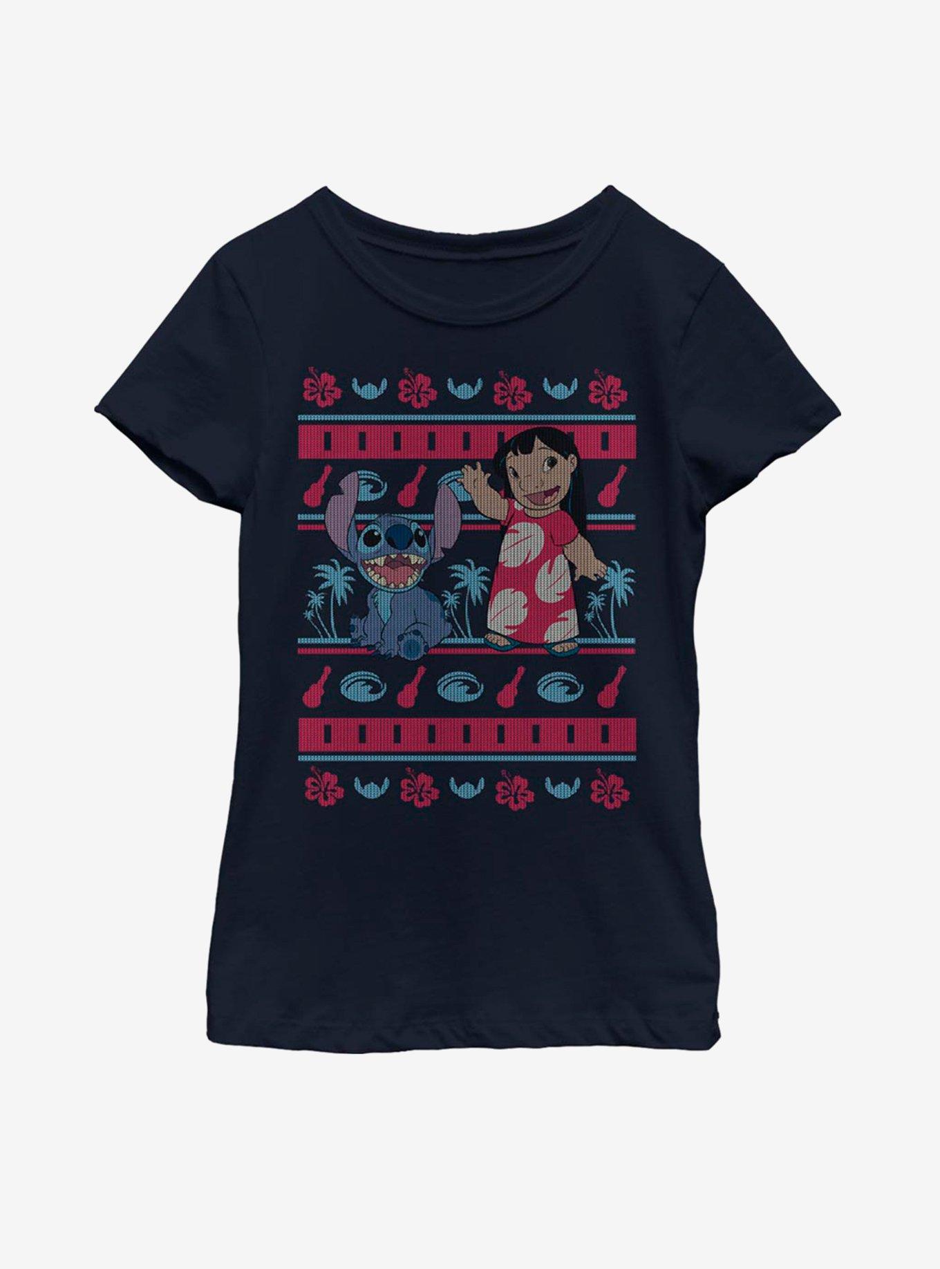 Disney Lilo And Stitch Lilo Hawaiian Pattern Youth Girls T-Shirt, NAVY, hi-res