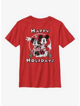 Disney Mickey Mouse & Minnie Holiday Youth T-Shirt, , hi-res