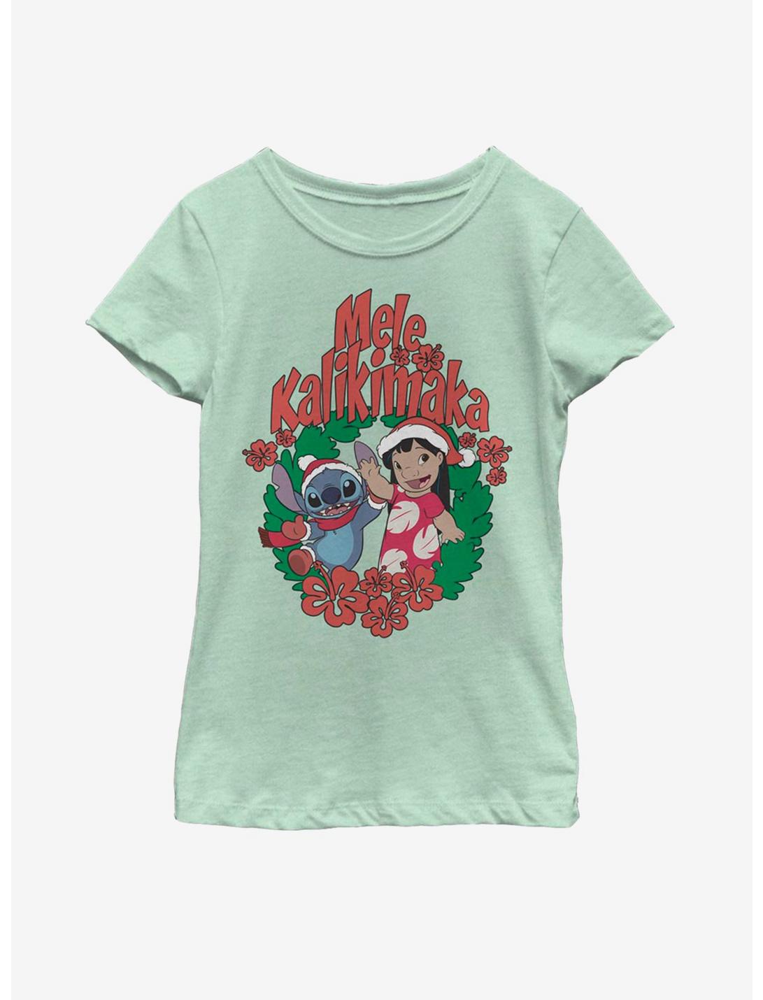 Disney Lilo And Stitch Mele Kalikimaka Stitch Youth Girls T-Shirt, MINT, hi-res