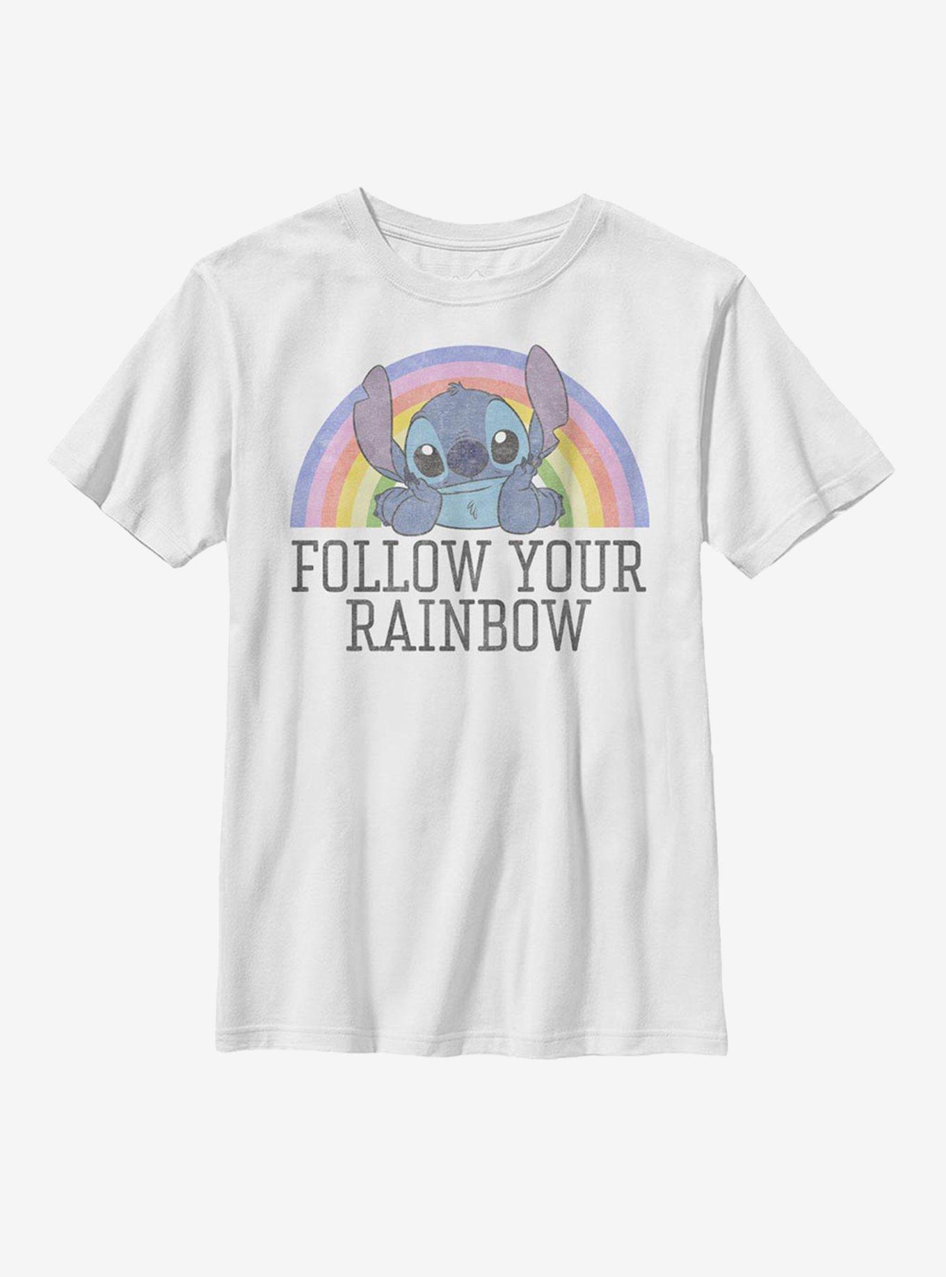 Disney Lilo And Stitch Follow Your Rainbow Youth T-Shirt, , hi-res