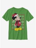 Disney Mickey Mouse Ugly Christmas Pattern Youth T-Shirt, KELLY, hi-res