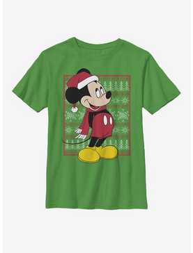 Disney Mickey Mouse Ugly Christmas Pattern Youth T-Shirt, , hi-res