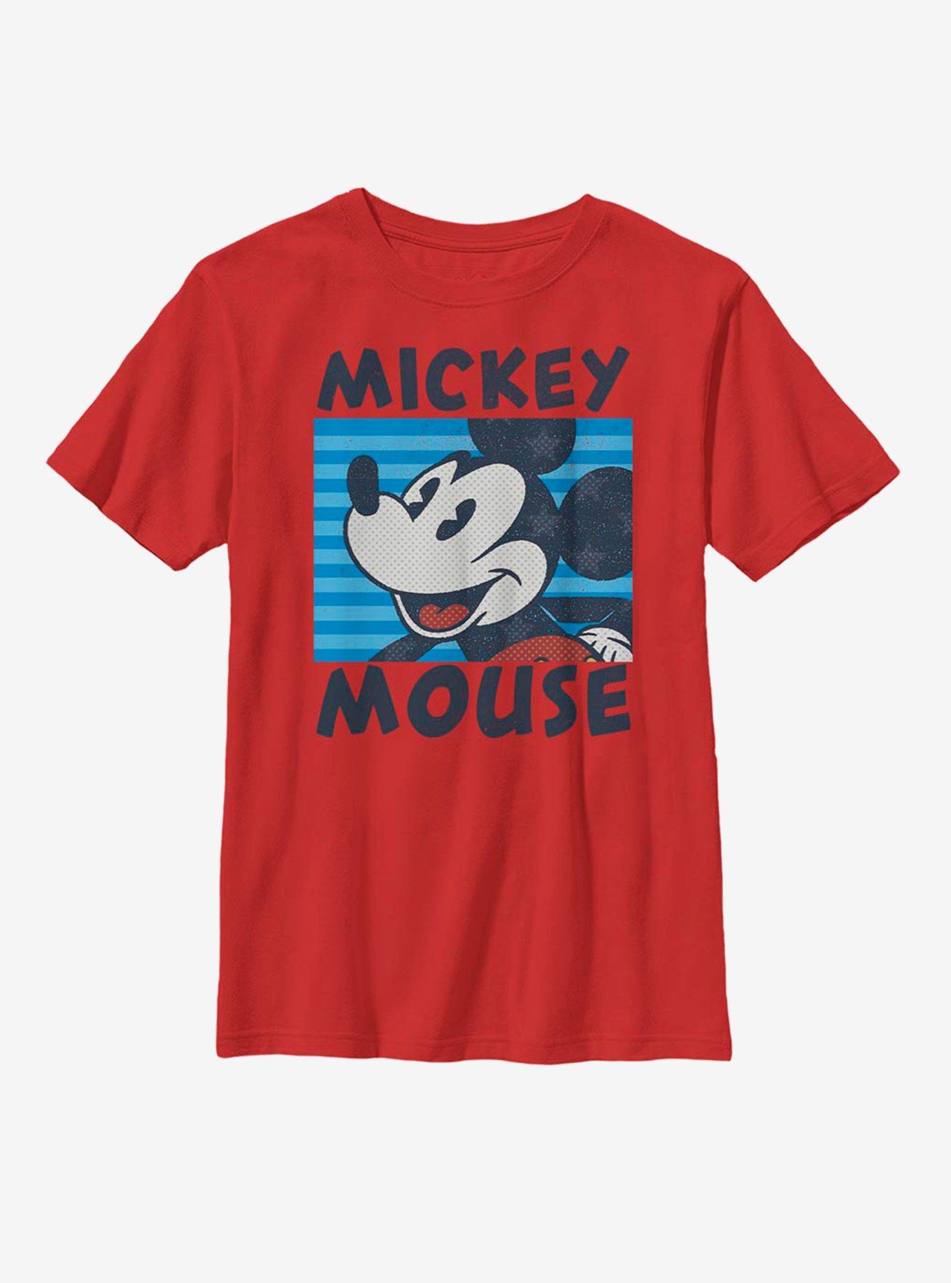 Disney Mickey Mouse Stripes Youth T-Shirt, RED, hi-res