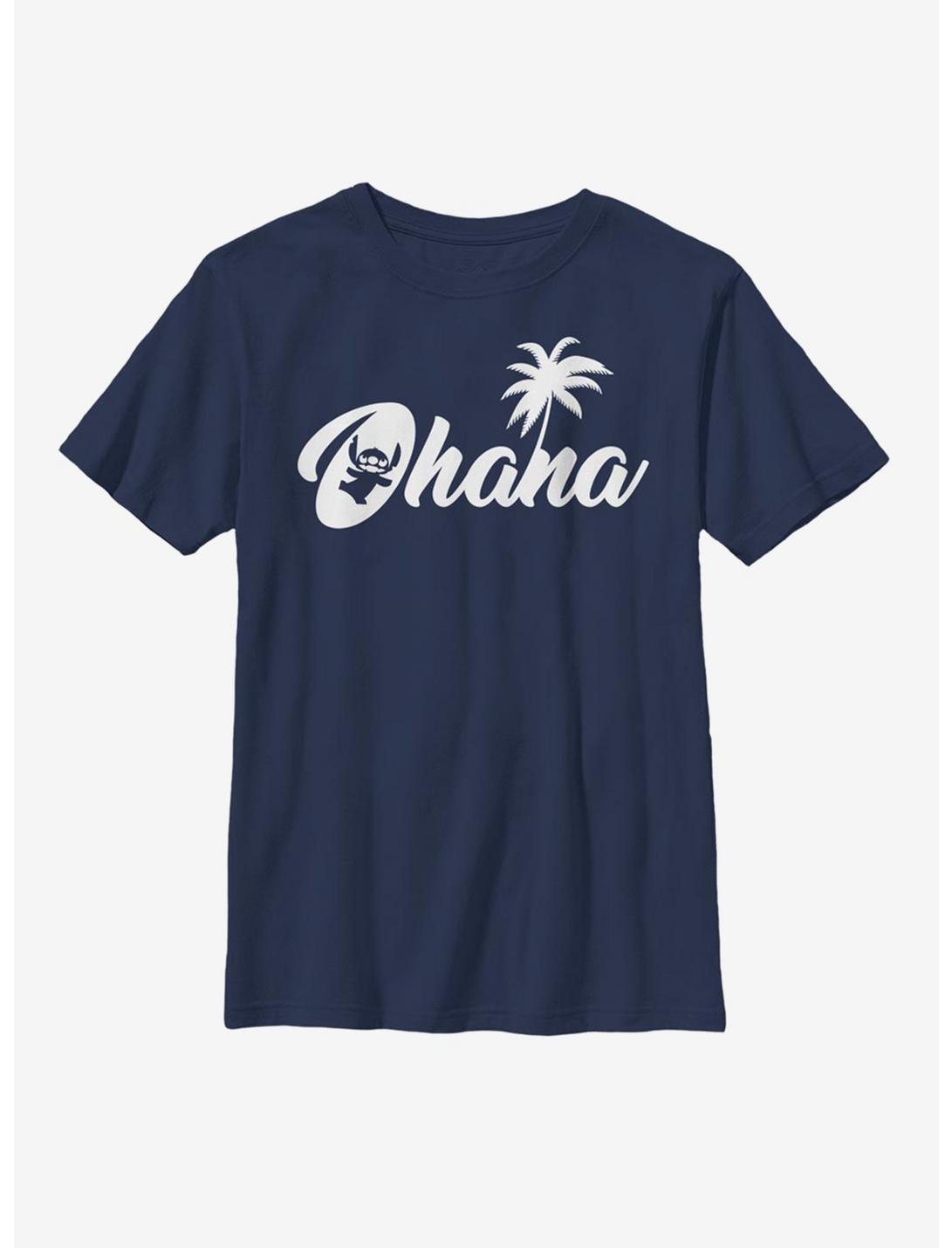 Disney Lilo And Stitch Silhouette Ohana Youth T-Shirt, NAVY, hi-res