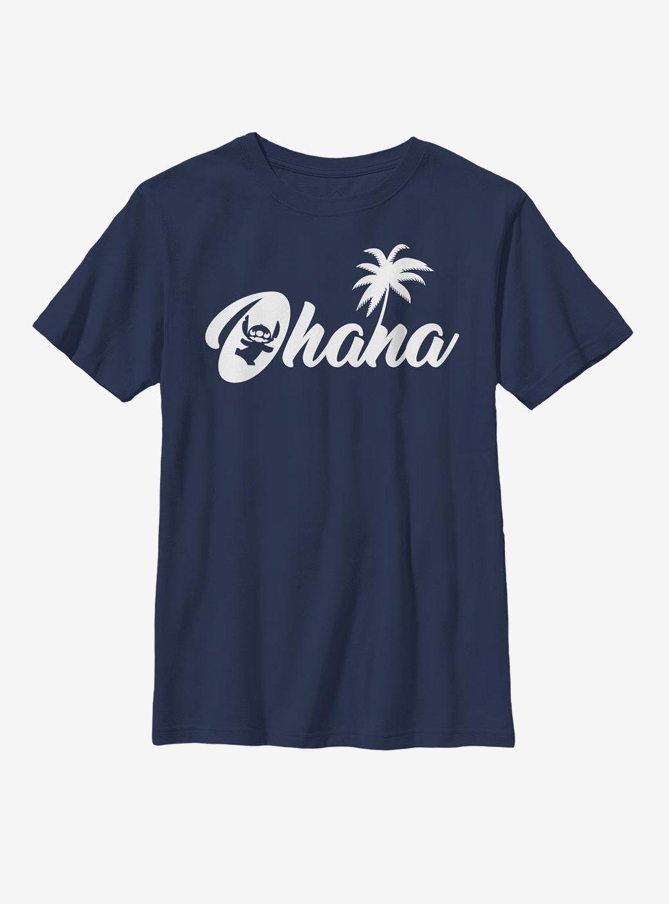 Disney Lilo And Stitch Silhouette Ohana Youth T-Shirt, NAVY, hi-res