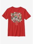 Disney Mickey Mouse Friends Wreath Youth T-Shirt, RED, hi-res