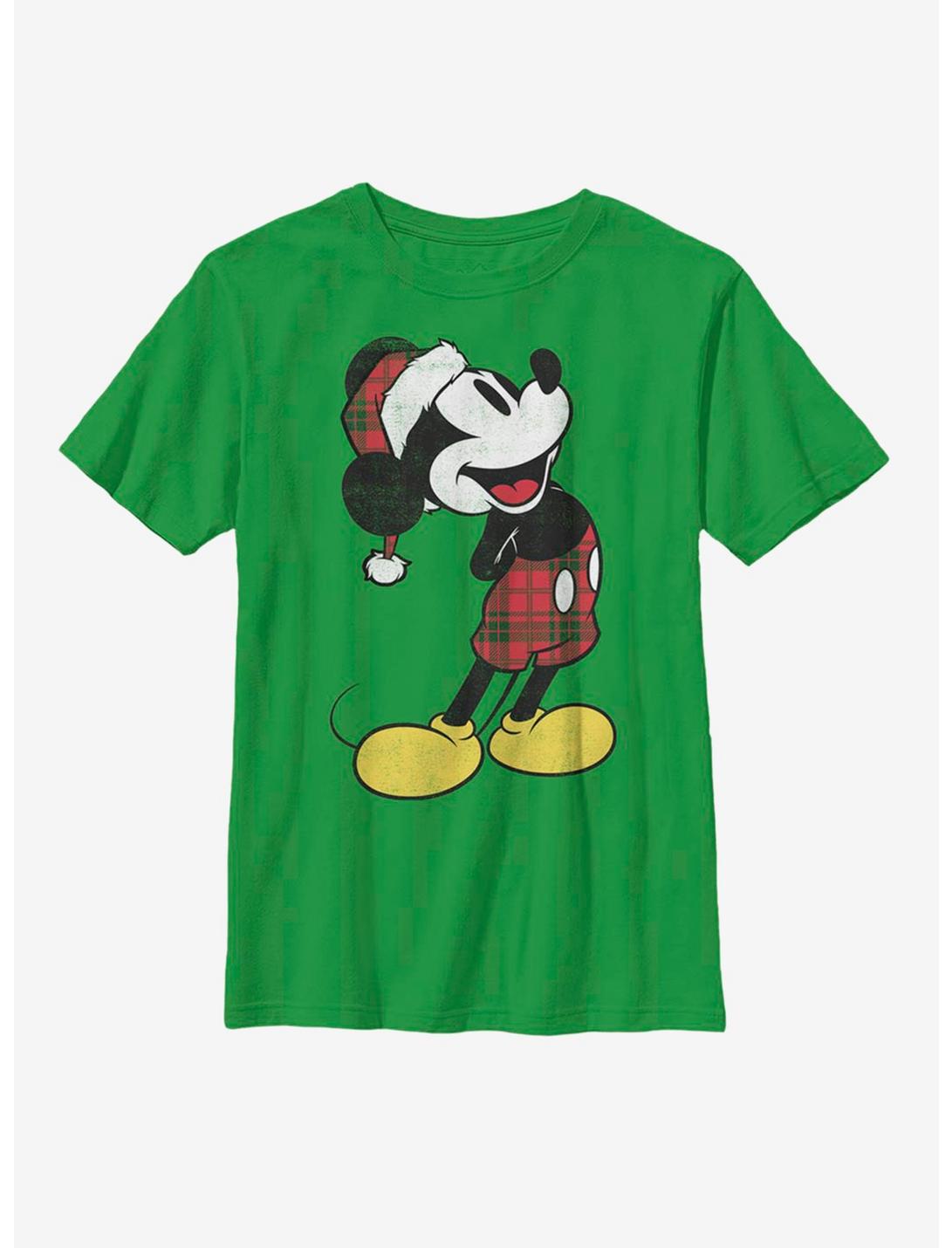 Disney Mickey Mouse Plaid Mickey Youth T-Shirt, KELLY, hi-res