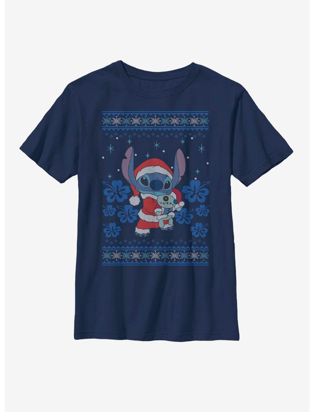 Disney Lilo And Stitch Holiday Stitch Youth T-Shirt, NAVY, hi-res