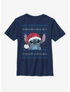 Disney Lilo And Stitch Santa Stitch Holiday Pattern Youth T-Shirt, , hi-res