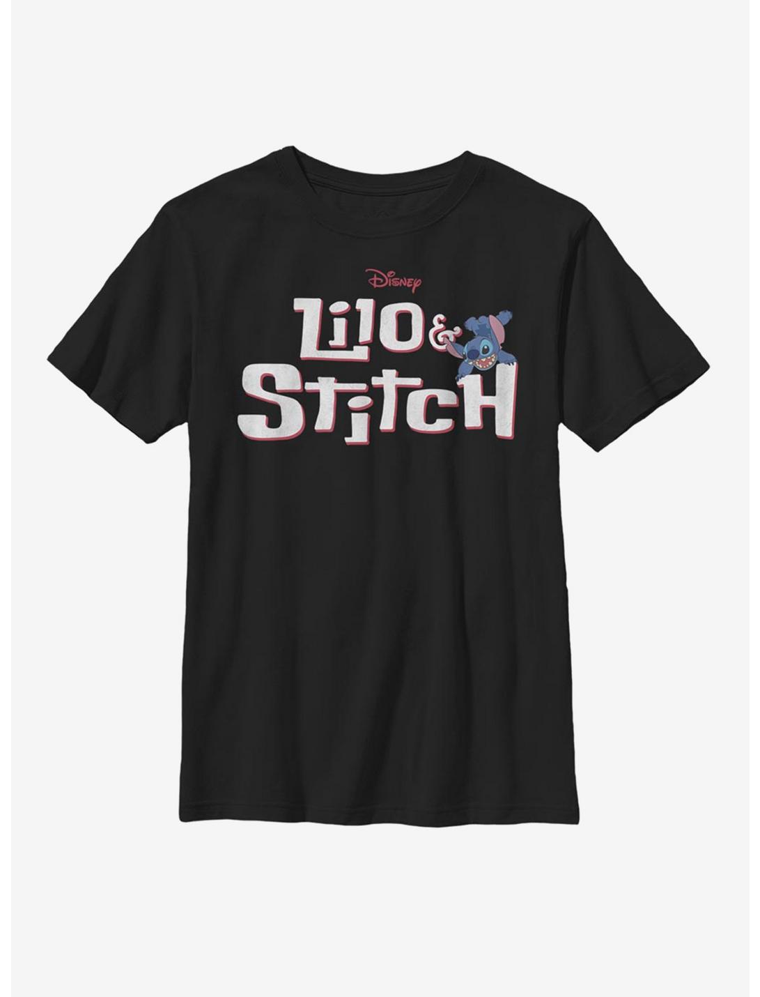 Disney Lilo And Stitch Title Script Youth T-Shirt, BLACK, hi-res