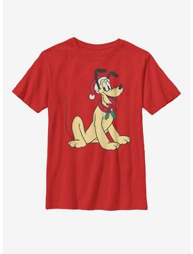 Disney Mickey Mouse Pluto Santa Hat Youth T-Shirt, , hi-res