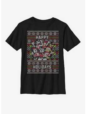 Disney Mickey Mouse Whole Gang Christmas Pattern Youth T-Shirt, , hi-res