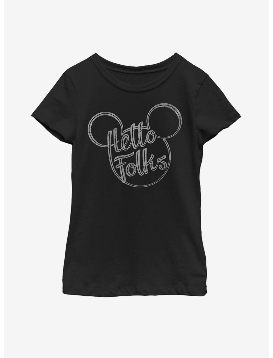 Disney Mickey Mouse Hello Folks Youth Girls T-Shirt, BLACK, hi-res