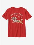 Disney Mickey Mouse Sled Dog Group Youth T-Shirt, RED, hi-res