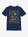 Disney Mickey Mouse Vintage Mickey Christmas Pattern Youth T-Shirt, NAVY, hi-res