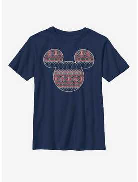 Disney Mickey Mouse Christmas Pattern Fill Mouse Youth T-Shirt, , hi-res